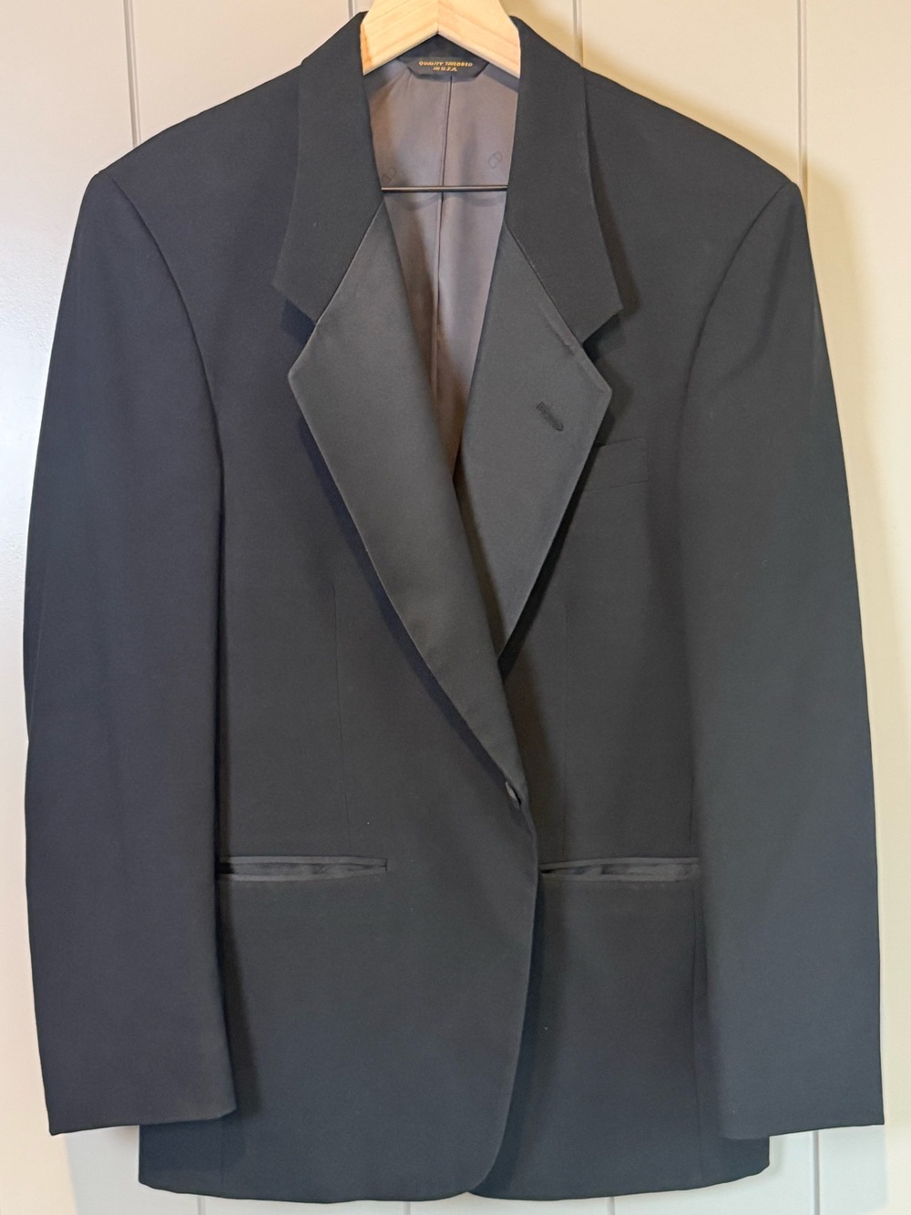 Vtg Christian Dior Le Connaisseur Black 100% Worsted Wool Tuxedo Jacket USA